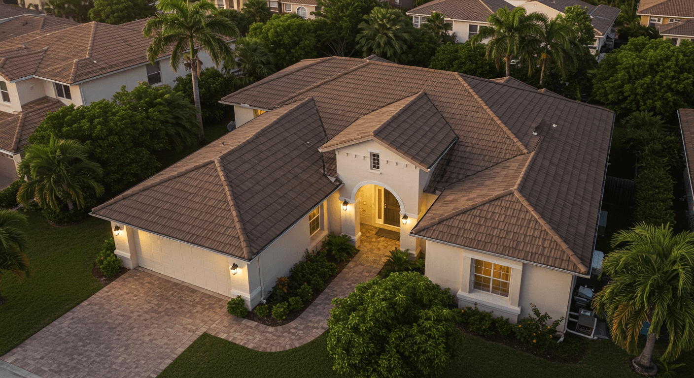 Architectural shingle upgrade at dusk — Kendall