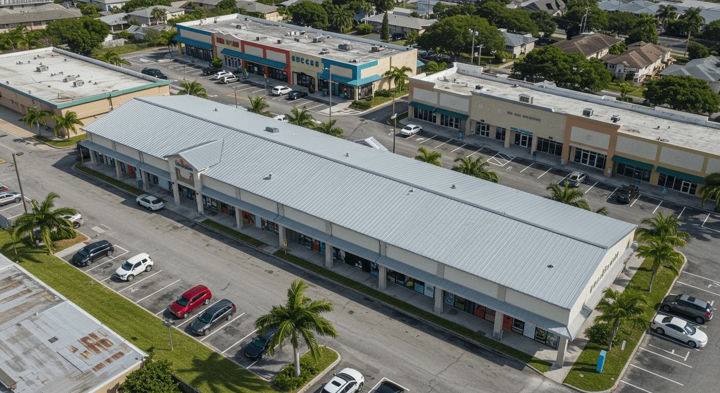 Hialeah Shopping Center — Metal Retrofit - Metal Roofing roofing project in Hialeah, FL