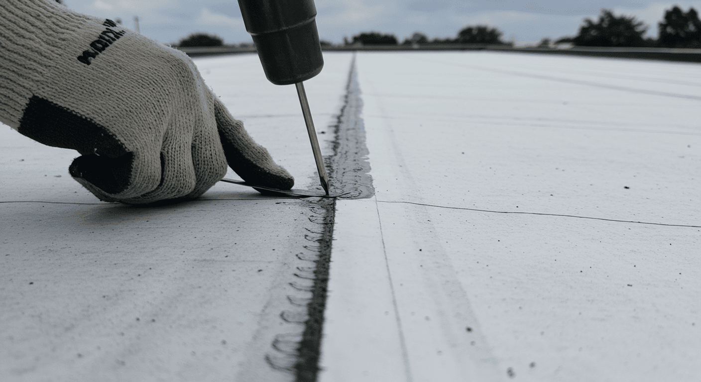 TPO membrane welded seam detail inspection