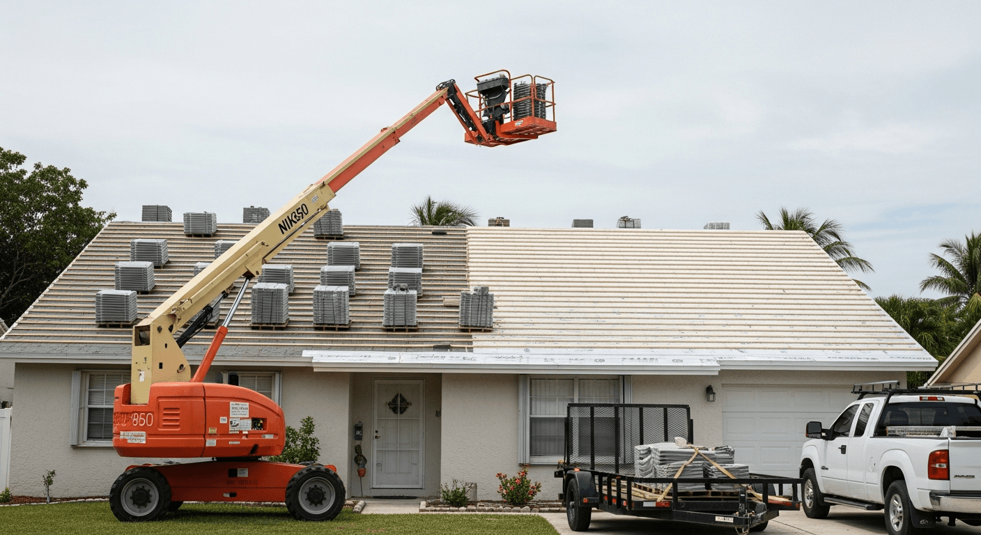 Cutler Bay Home — Tile Roof with Lift Installation - Tile Roofing roofing project in Cutler Bay, FL